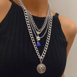 Silver Layered Butterfly Necklace